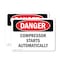 Signmission Compressor Starts Automatically Danger Sign, Vinyl Decal, 10in W x 7in L, 2PK OS-2PACK-DS-D-710-L-1642 - alternate 1